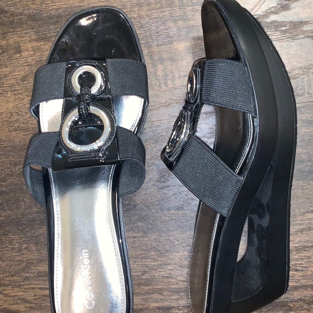CK Yessica 8.5M Cutout Heel wedge slide sandal